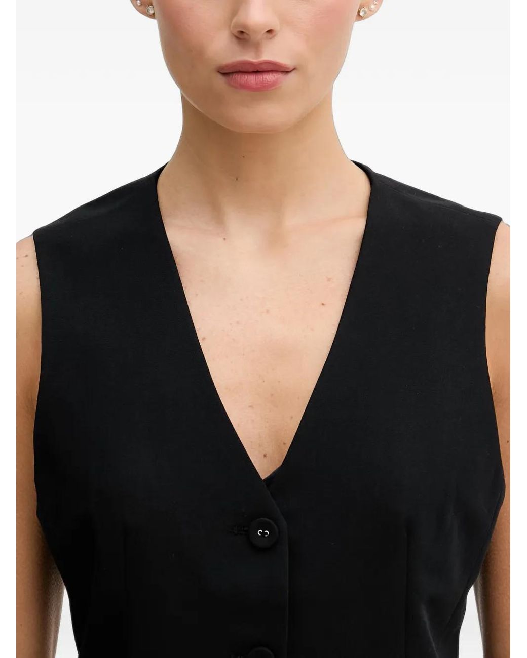 Sisley Black V-Neck Button-Up Waistcoat
