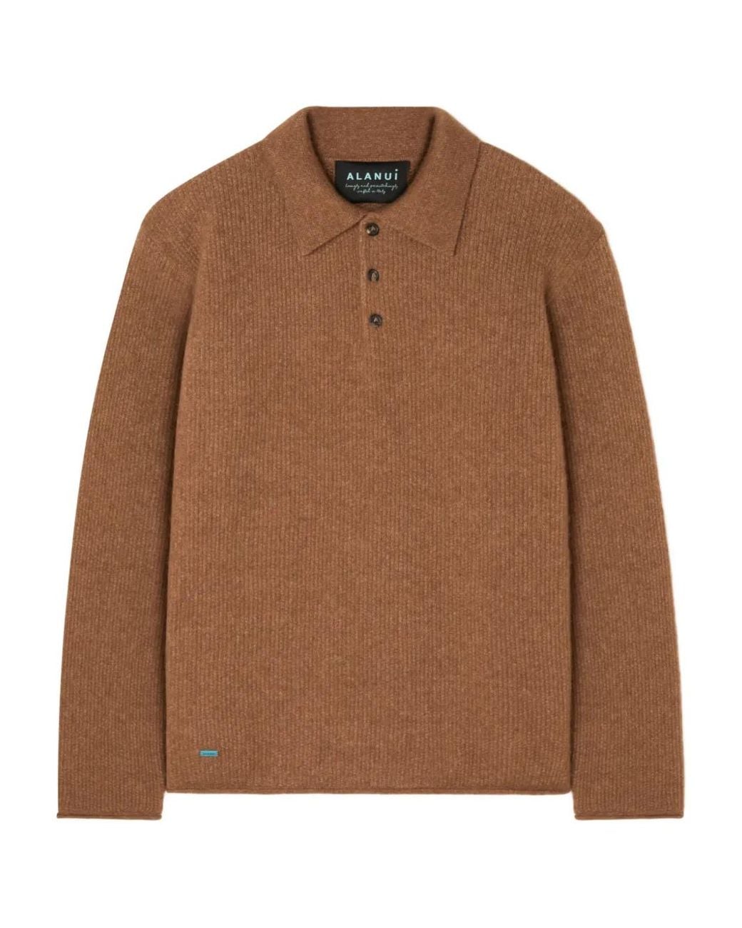 Alanui Brown Cashmere Blend Polo Shirt for men