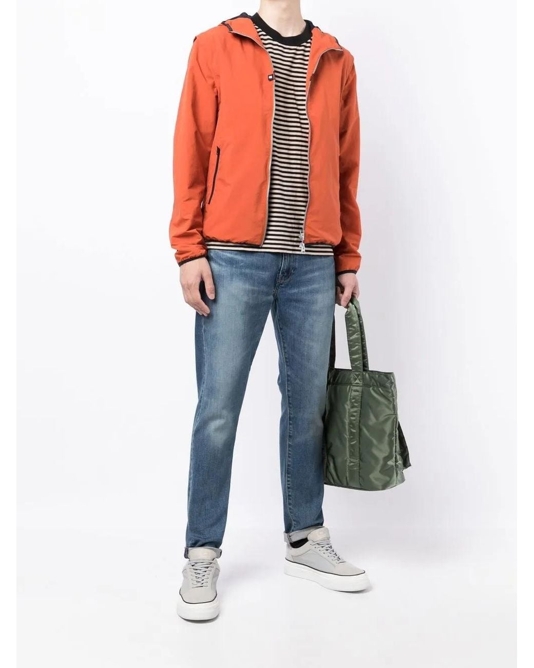 Herno Orange Two-Pocket Zip-Up Hooded Jacket for men