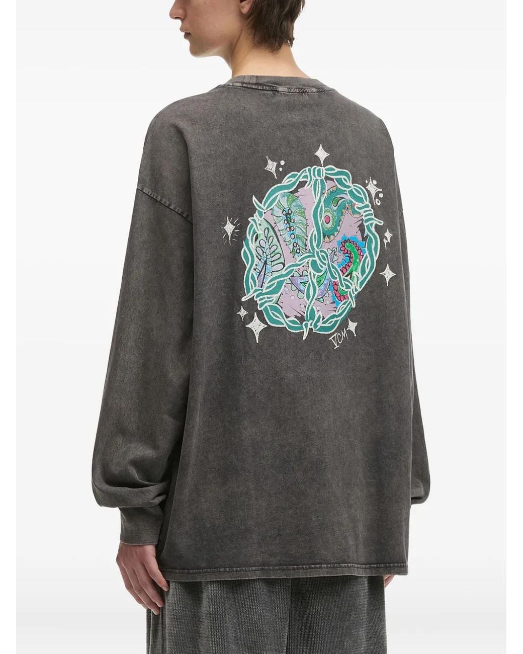 FIVE CM Gray Acid-Wash Long-Sleeve T-Shirt for men