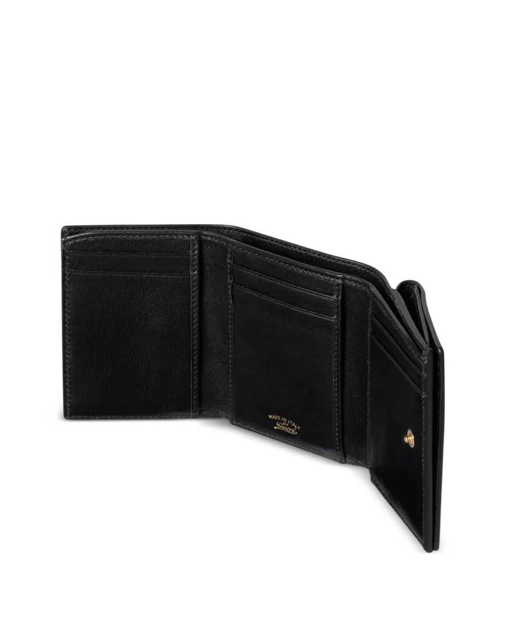 Gucci Black Horsebit Web Small Tri-Fold Wallet