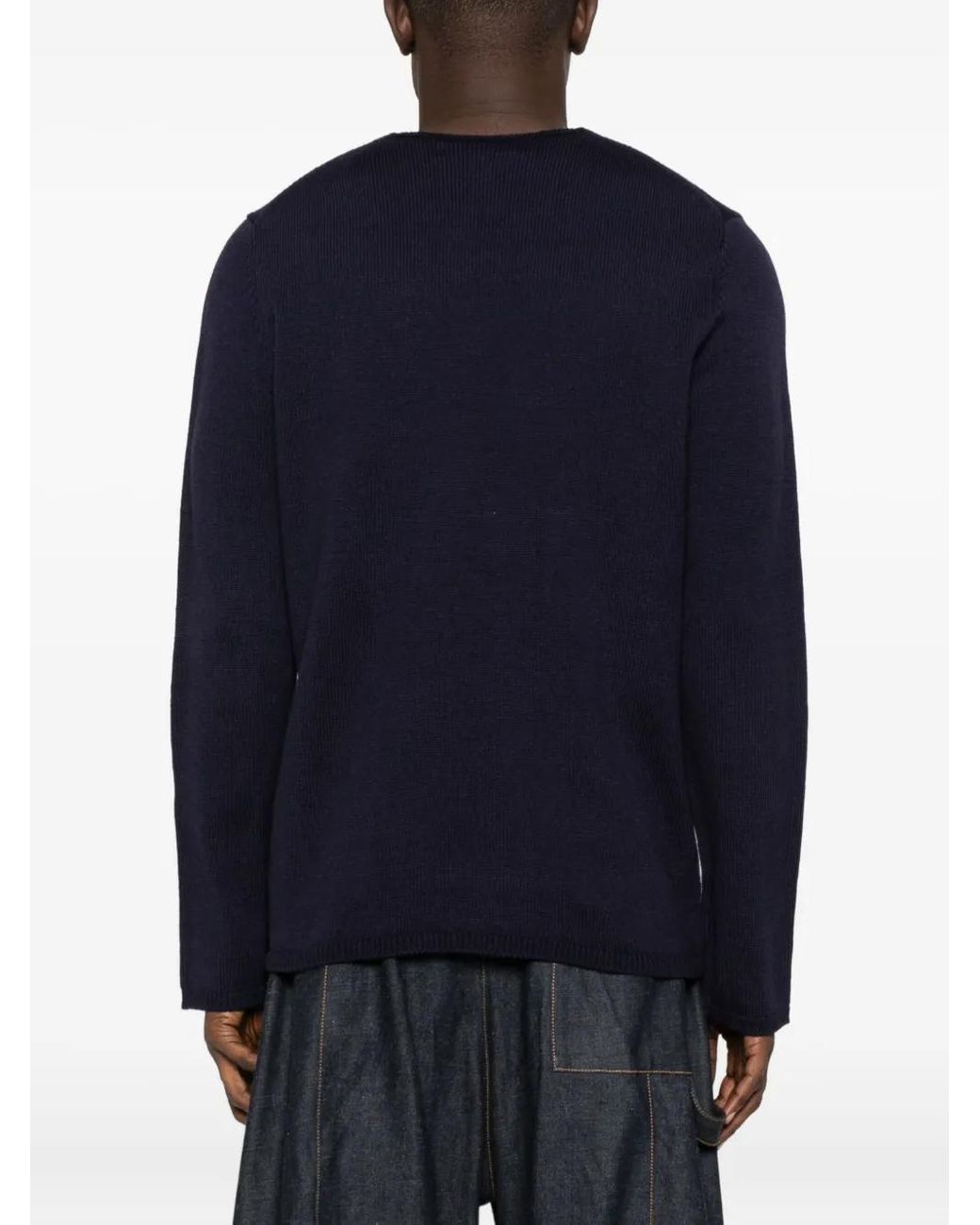 Comme des Garçons Blue Intarsia-Knit Sweater for men