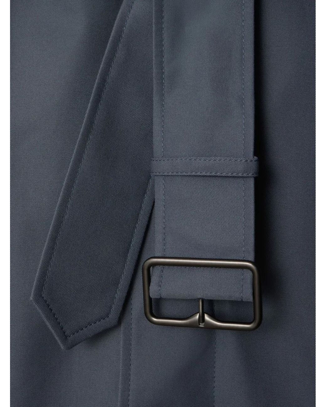 Burberry Blue Cotton Trench Coat for men
