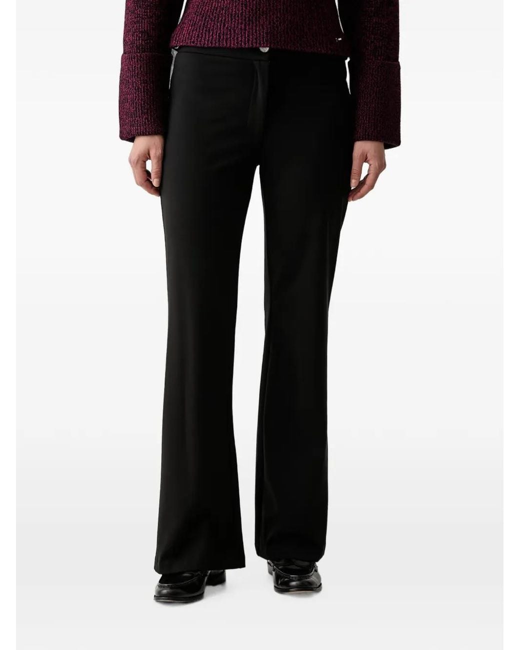 DKNY Black Buckle-Detail Flared Trousers
