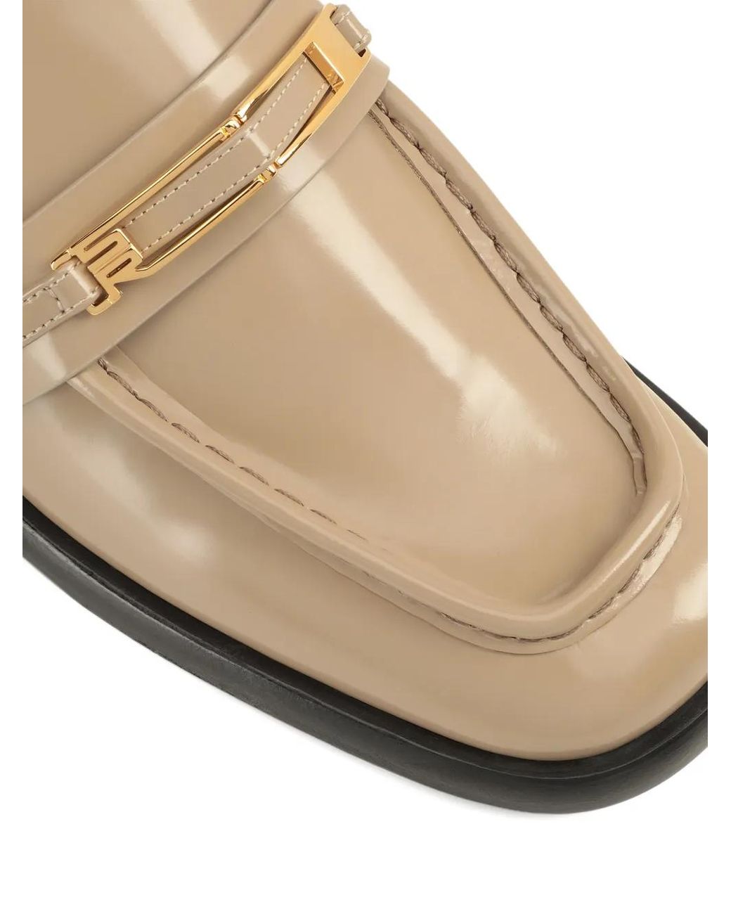 Sergio Rossi Natural Bitt Leather Loafers