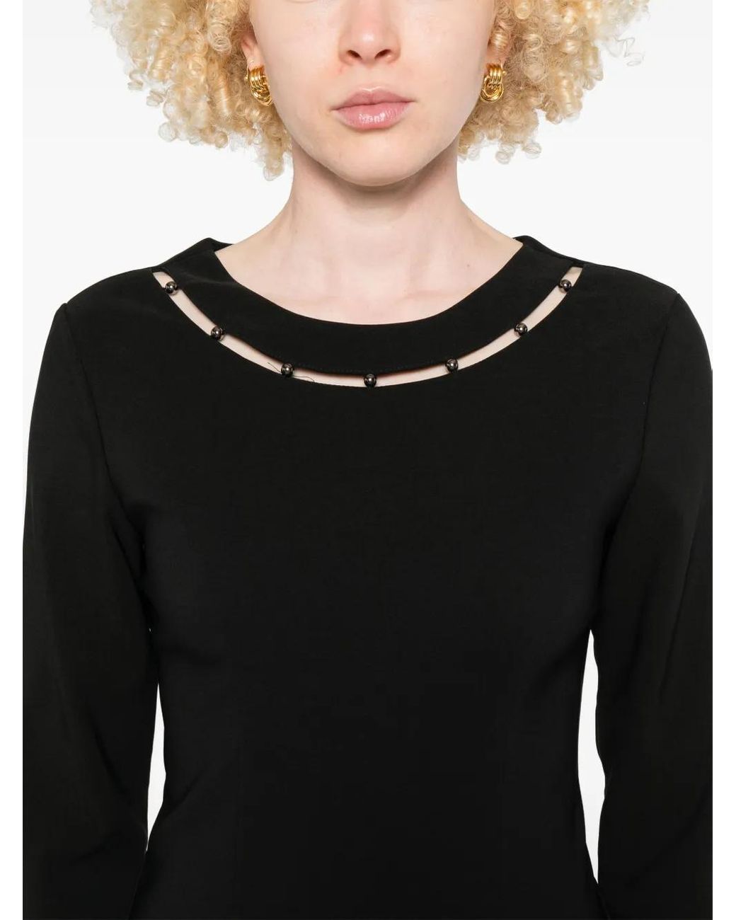 Liu Jo Black Bead-Detailing Mini Dress
