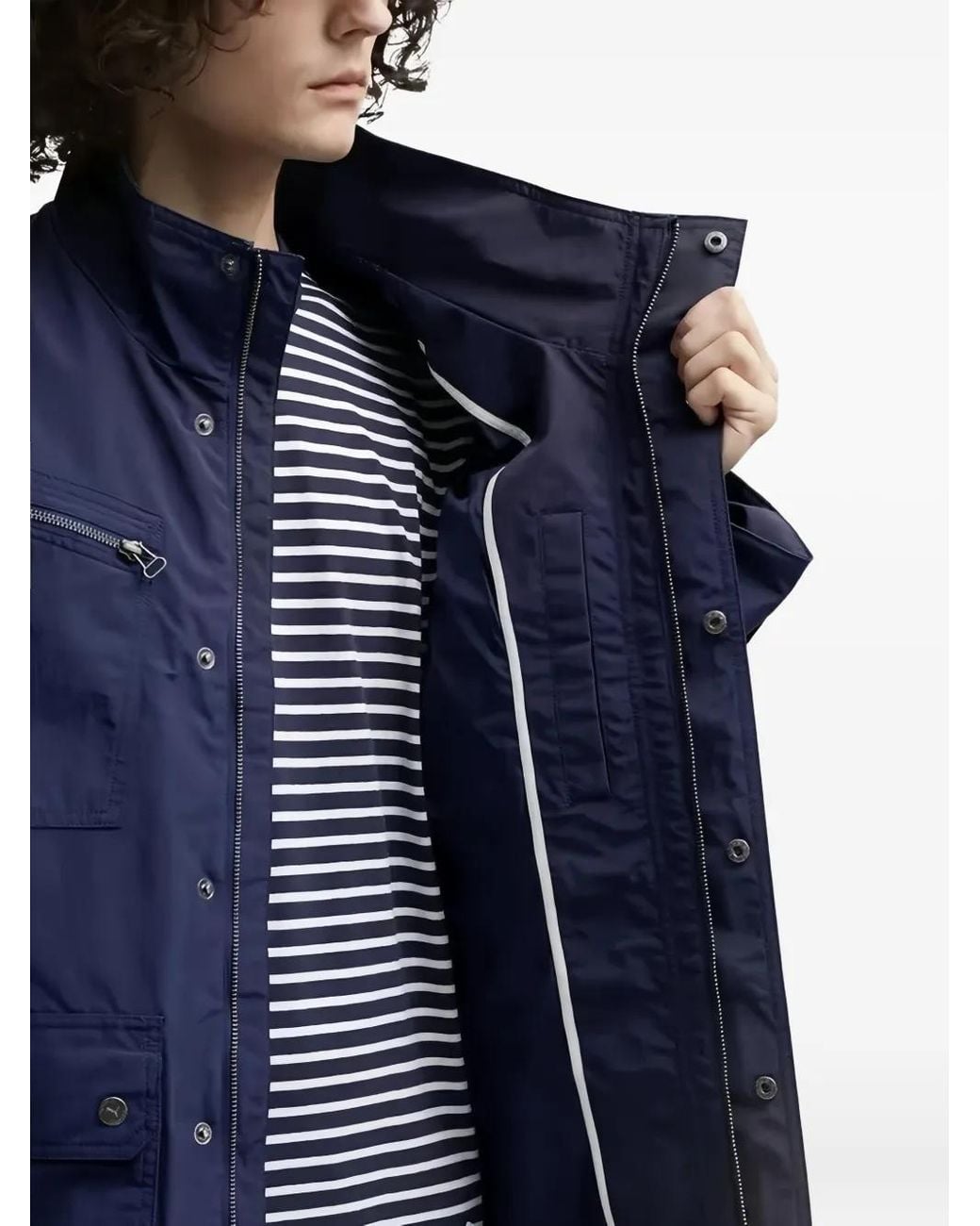 PUMA Blue Multi-Pocket Buttoned Coat for men
