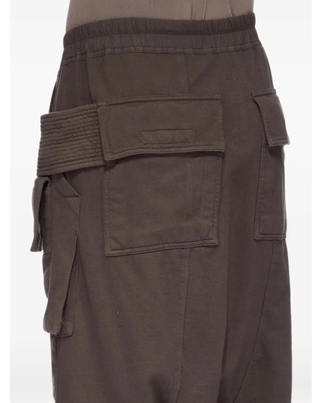 Rick Owens Brown Creatch Cargo Pods Multi-Pocket Cargo Shorts for men
