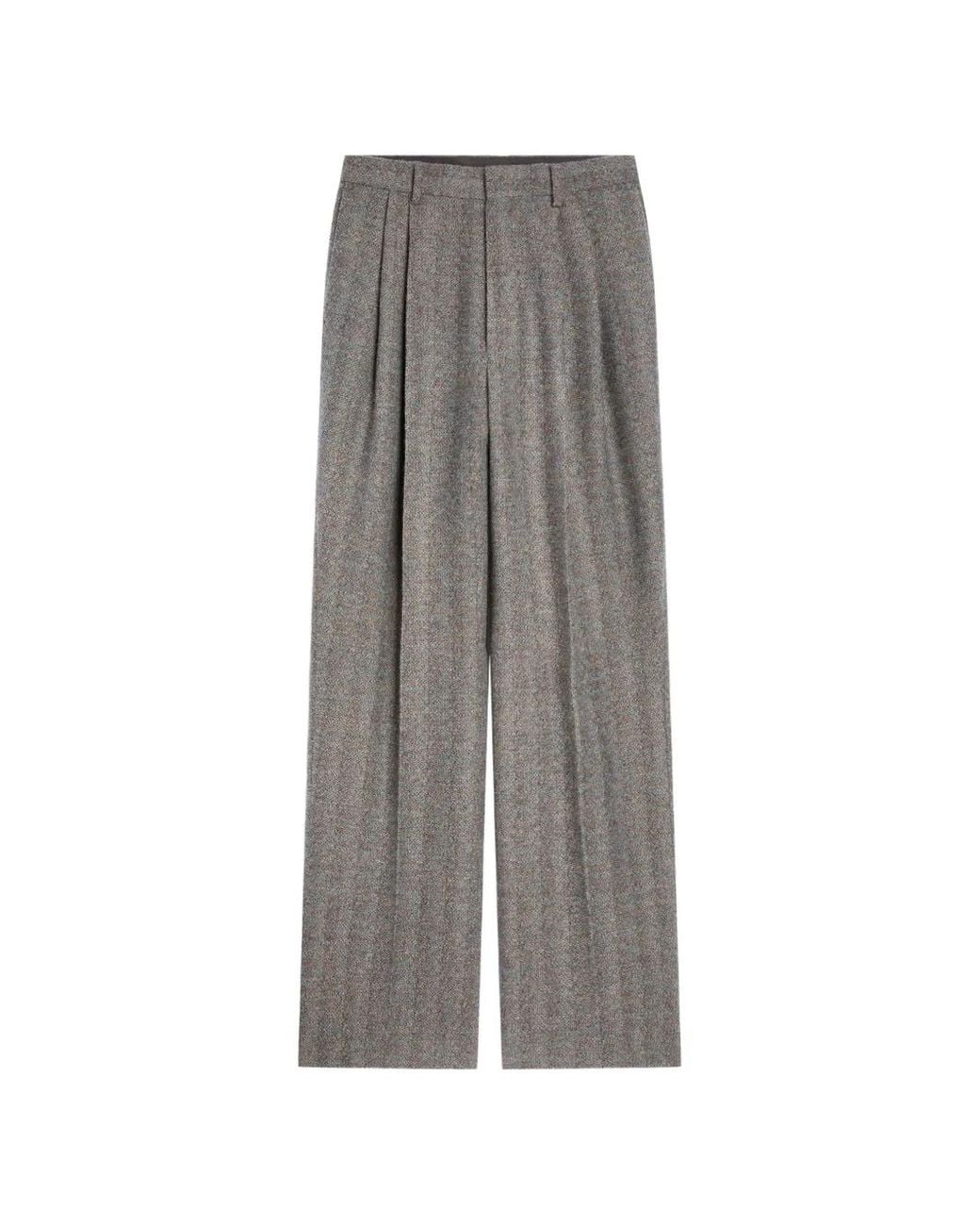 Dries Van Noten Gray Straight-Leg Wool Trousers for men