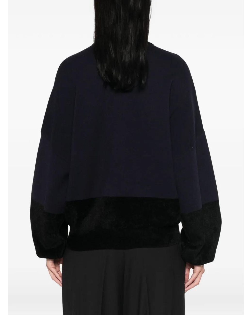 Emporio Armani Black Logo-Embroidered Panelled Sweater