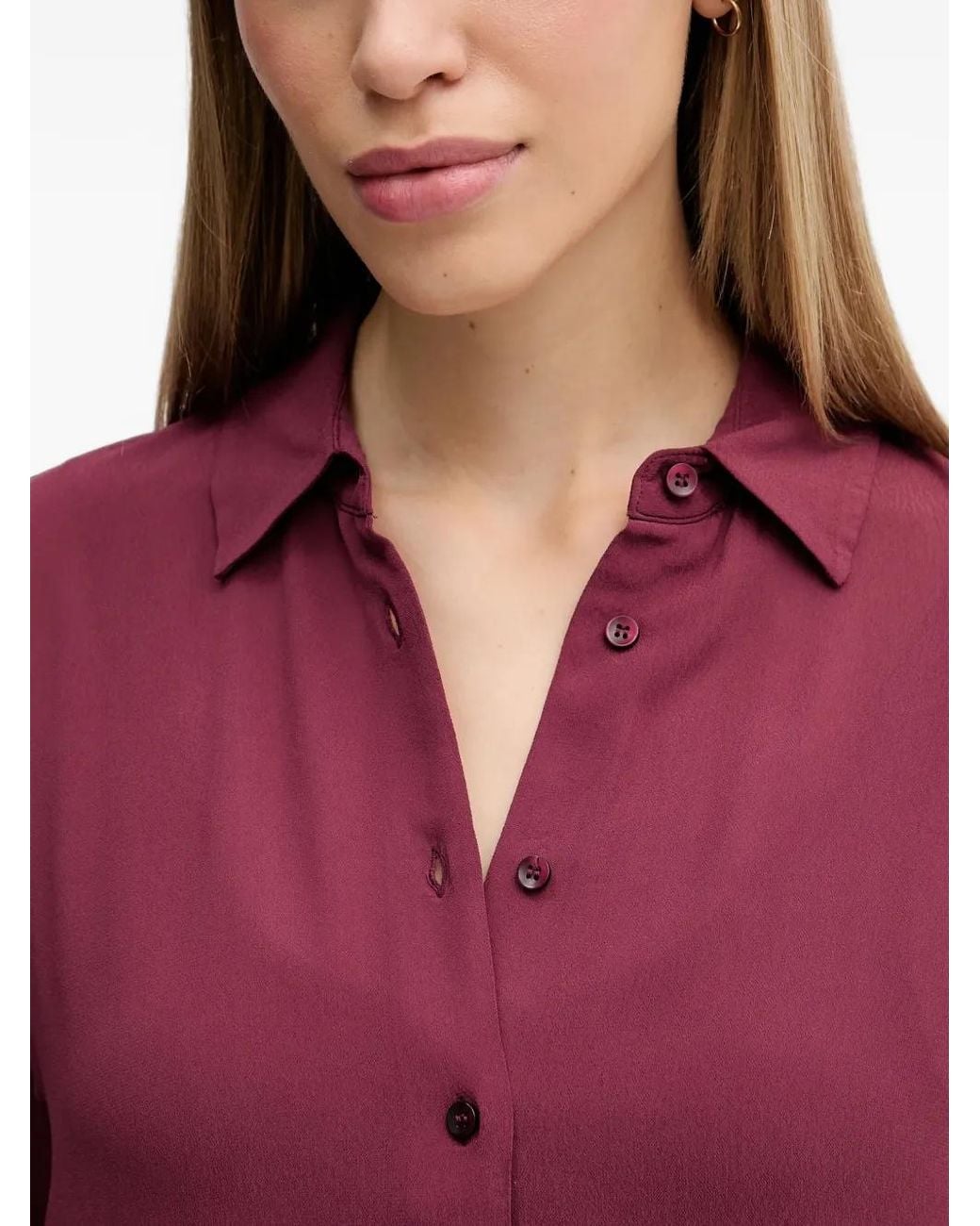 Sisley Red Ruched Buttoned Shirt