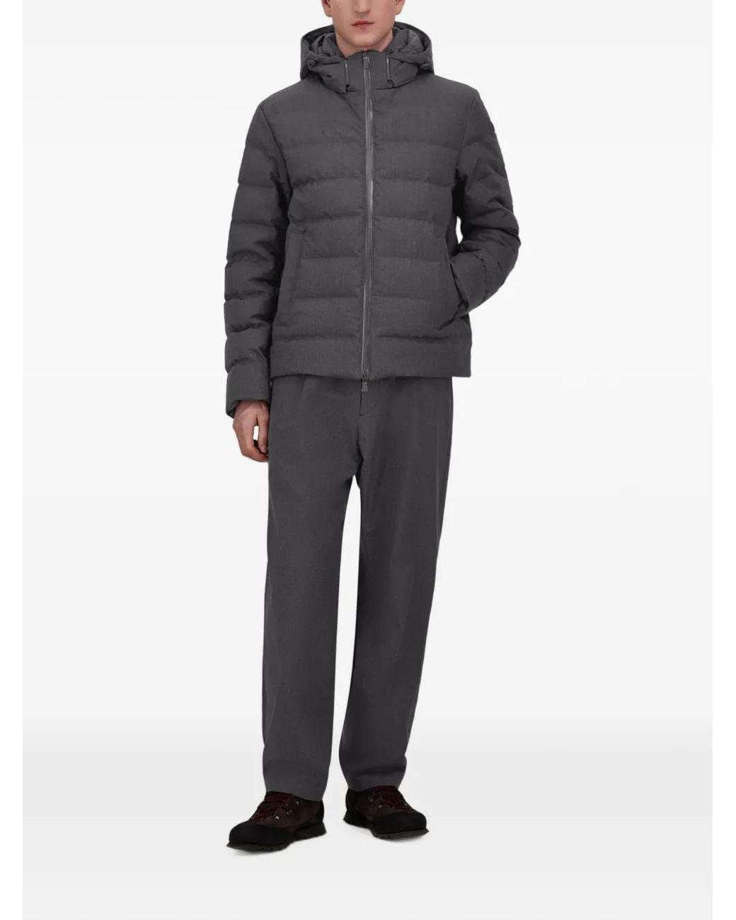 Herno Gray Quilted Flannel Jacket for men