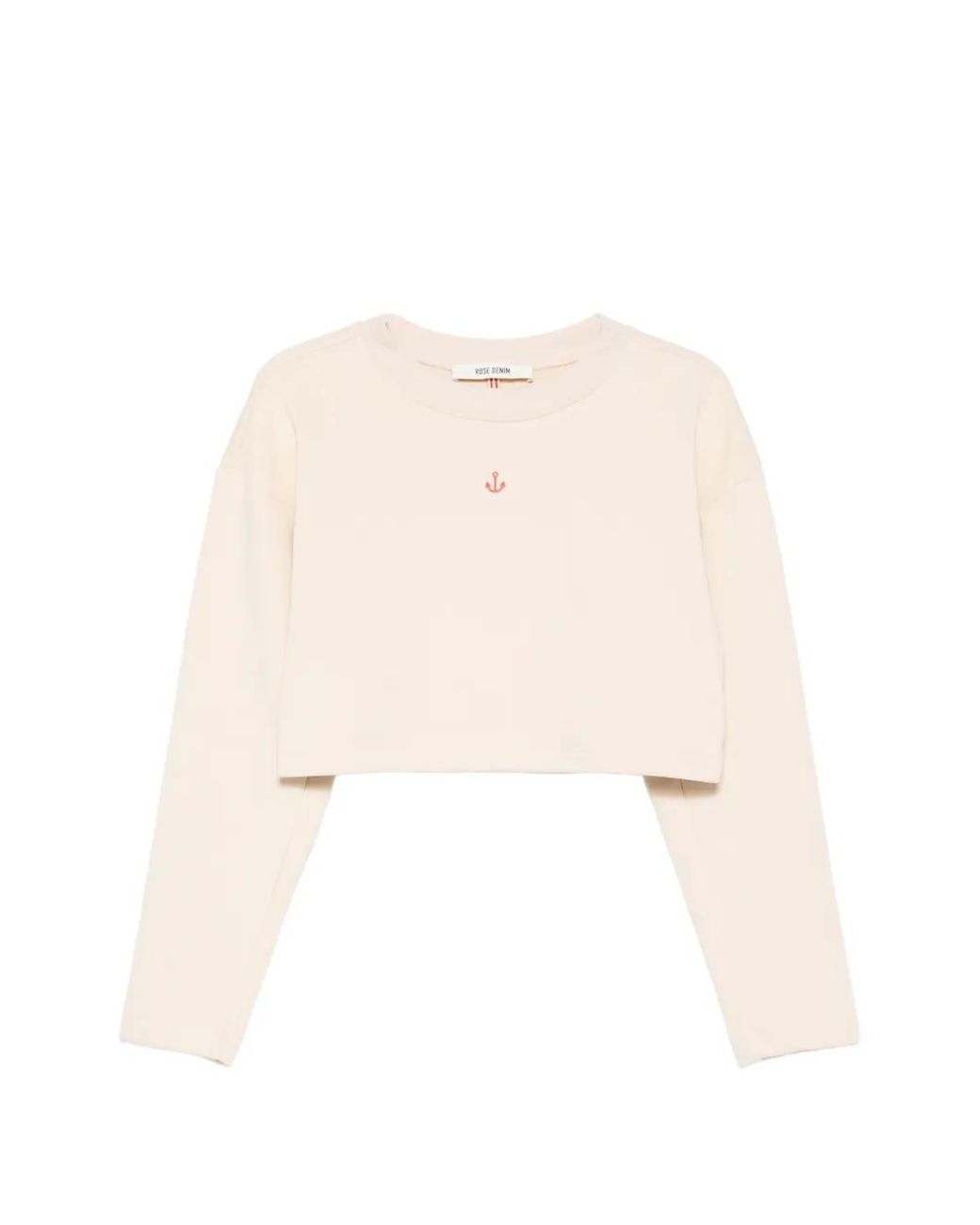 ..,merci Natural Anchor-Print Cropped Sweatshirt