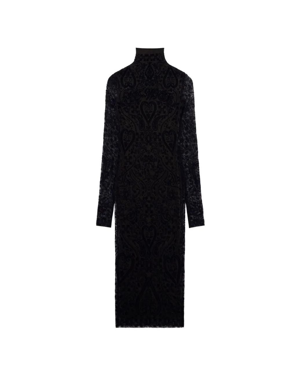 Off-White c/o Virgil Abloh Black Flocked Paisley-Print Midi Dress