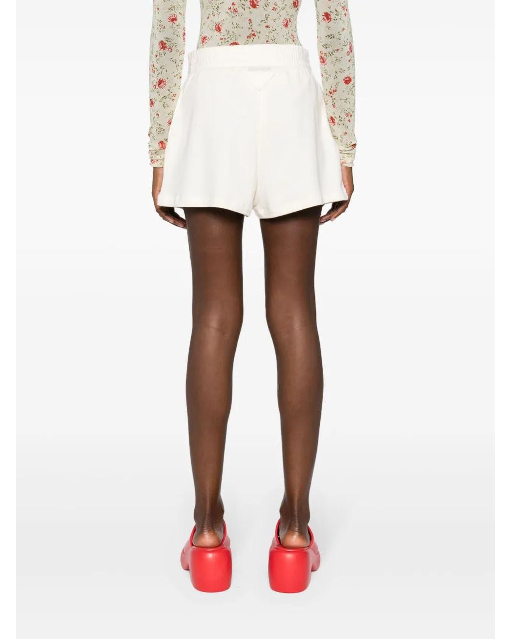 Prada Katoenen Shorts Met Triangel-Logo in het White