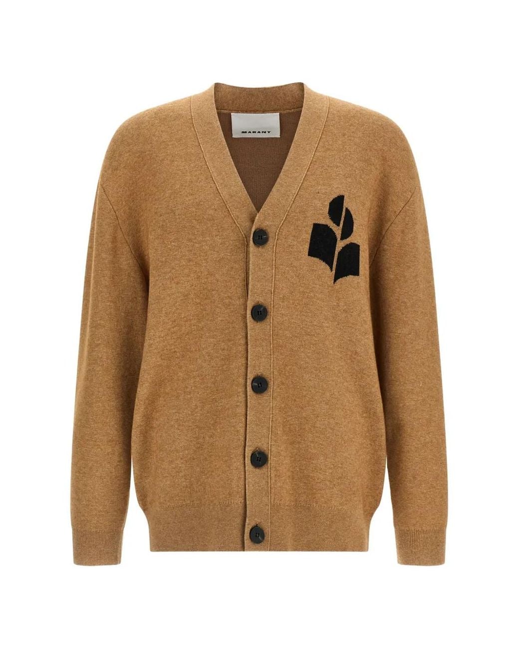 Isabel Marant Brown Curtis Logo-Embroidered V-Neck Cardigan for men
