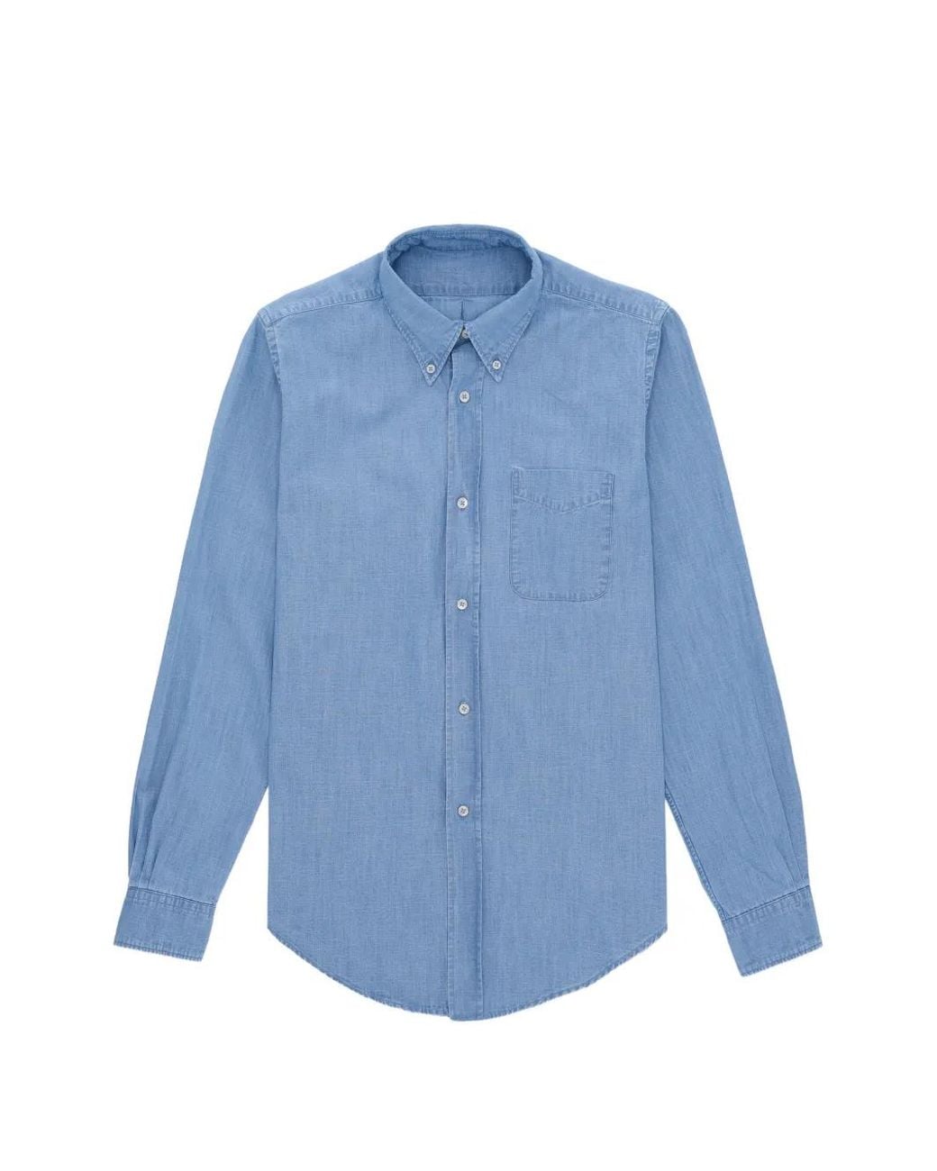 Fortela Blue King Chest-Pocket Chambray Shirt for men