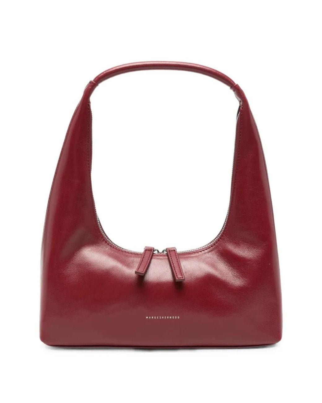 MARGE SHERWOOD Red Logo-Print Leather Shoulder Bag