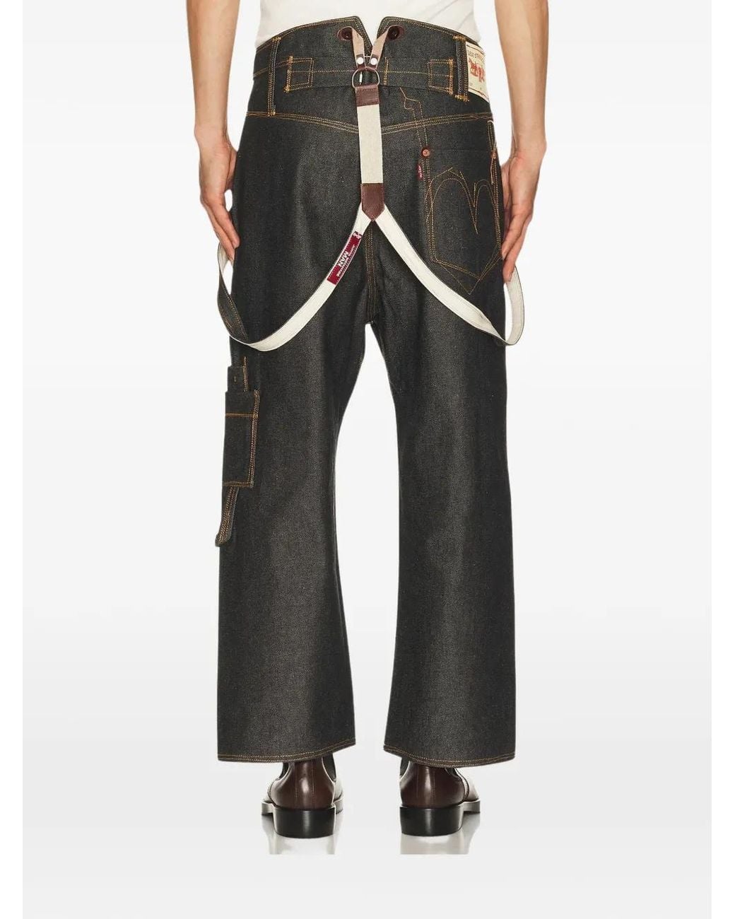 Junya Watanabe Gray Brace-Detail Straight-Leg Jeans for men