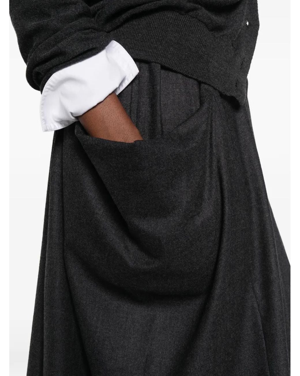 Comme des Garçons Black Draped Midi Skirt
