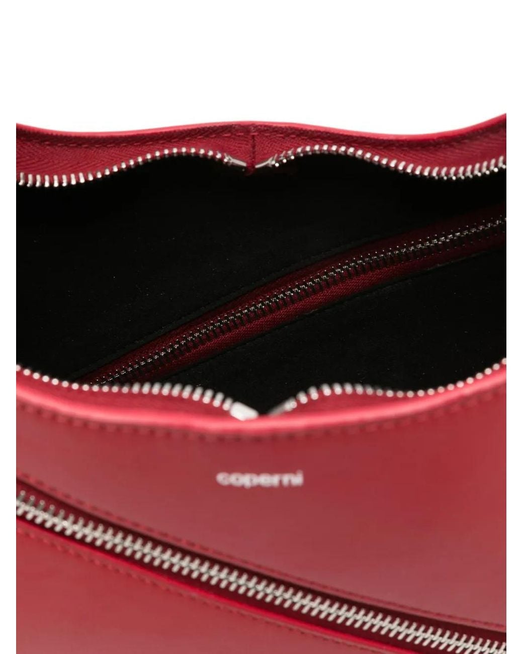 Coperni Red Diagonal-Zip Leather Shoulder Bag