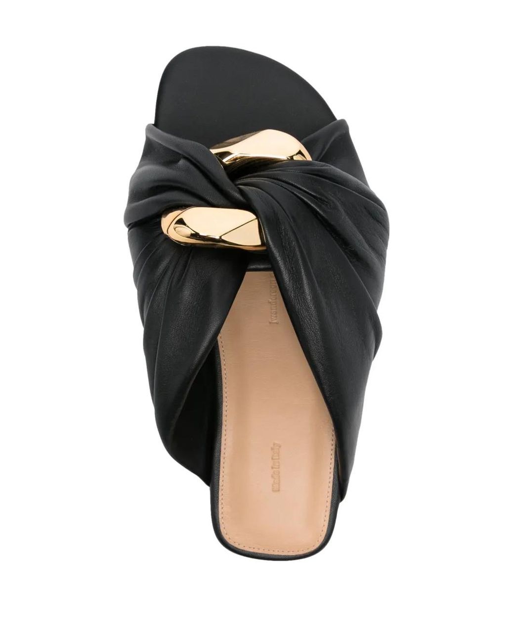 J.W. Anderson Black Corner Leather Slides - Women's - Rubber/calf Hair/calf Leather