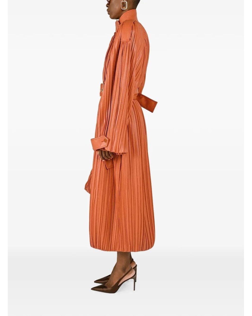 Gabardina Plisada Con Cinturón ROWEN ROSE de color Orange