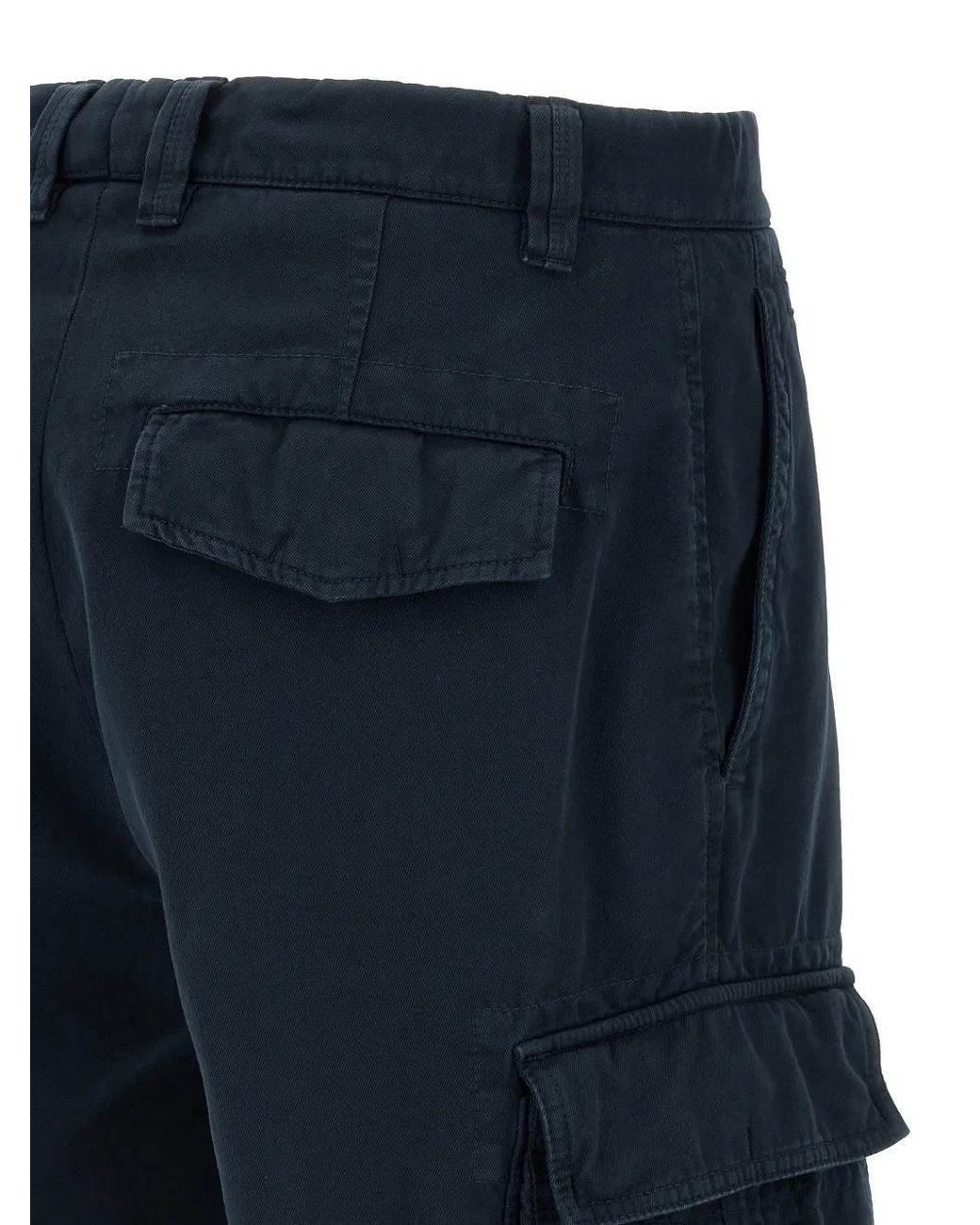Brunello Cucinelli Blue Garment-Dyed Bermuda Shorts for men