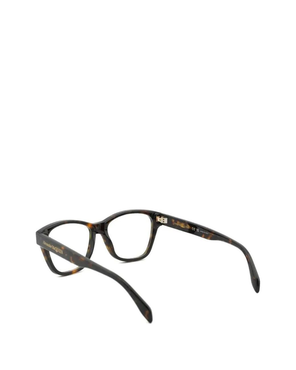 McQueen Black Square-Frame Tortoiseshell-Effect Glasses for men
