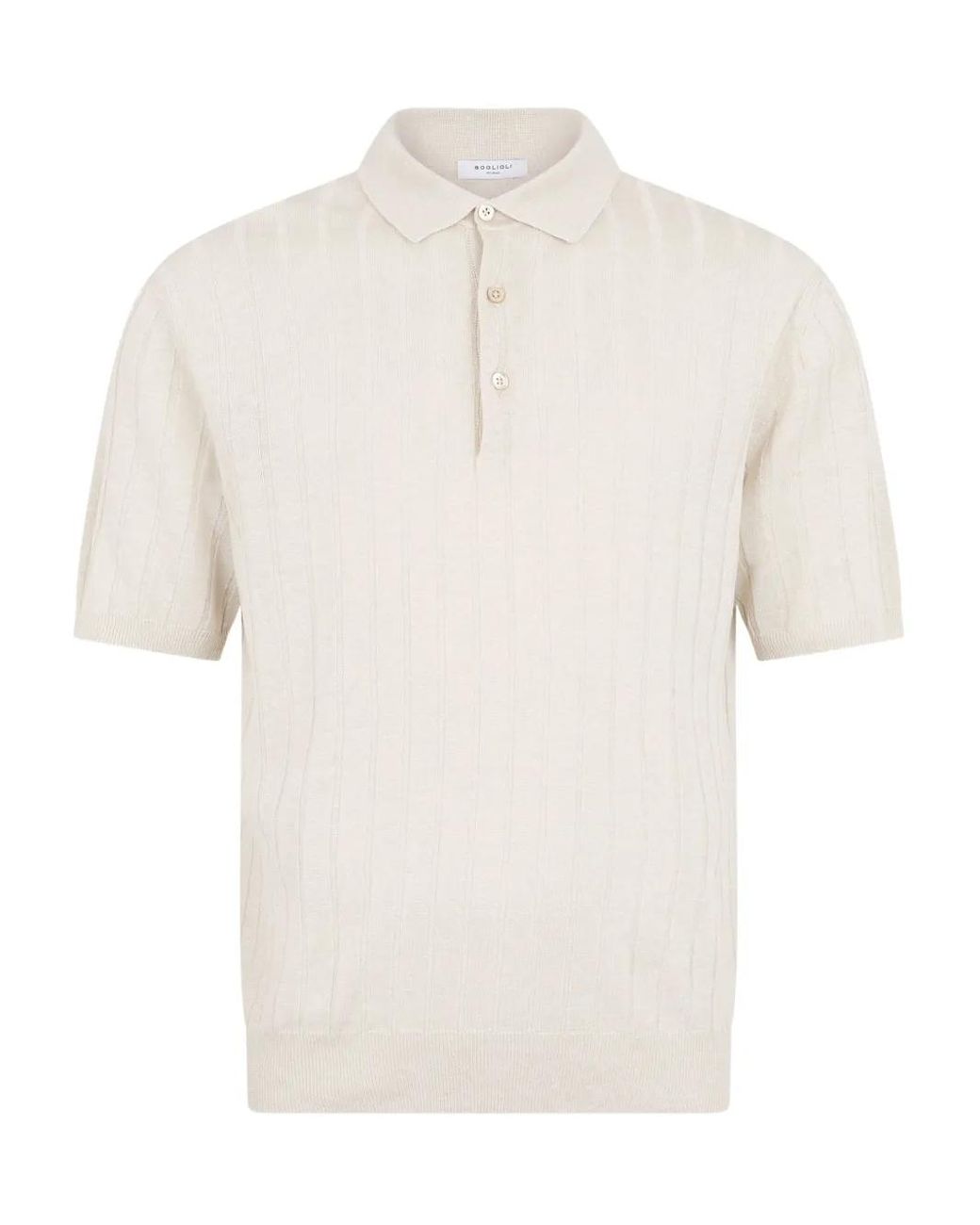 Boglioli White Ribbed Polo Shirt for men