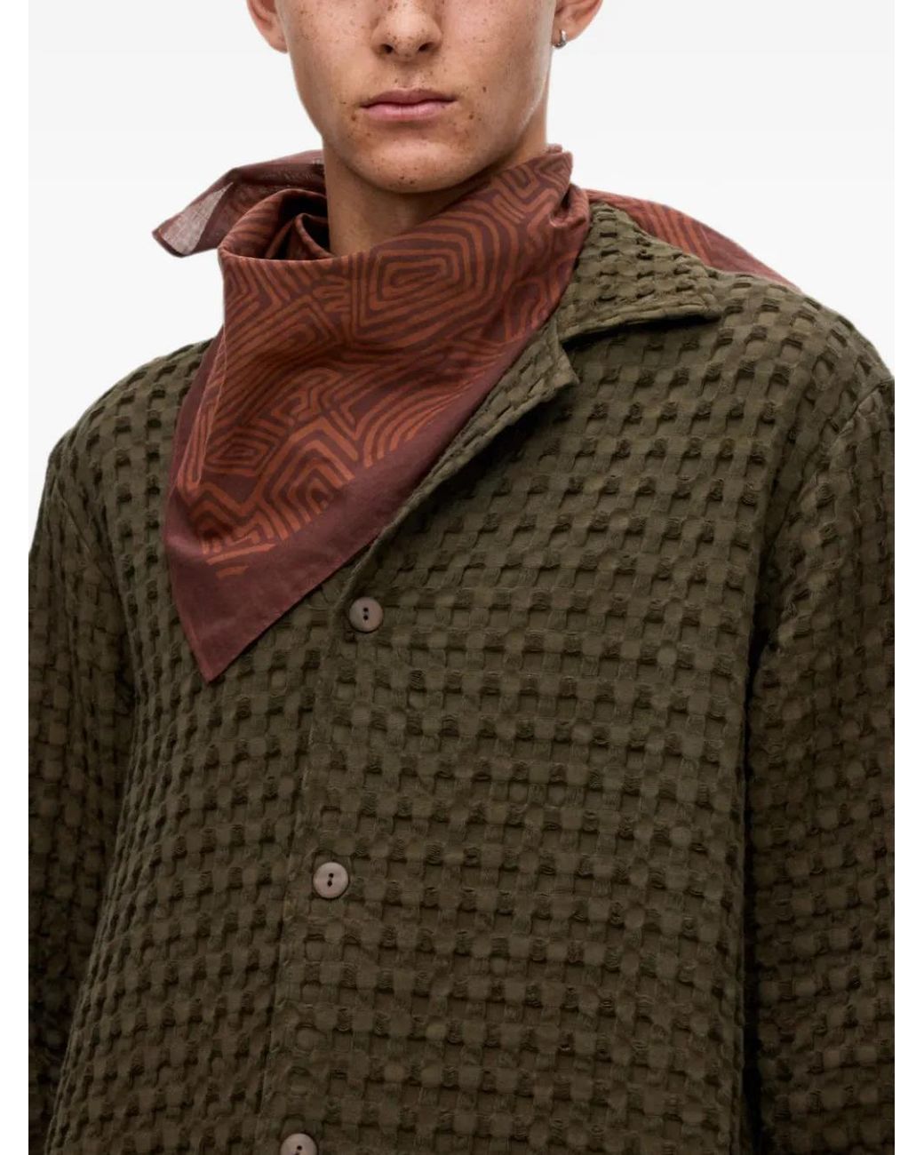 Oas Green Chemise Turtle À Design Gaufré for men