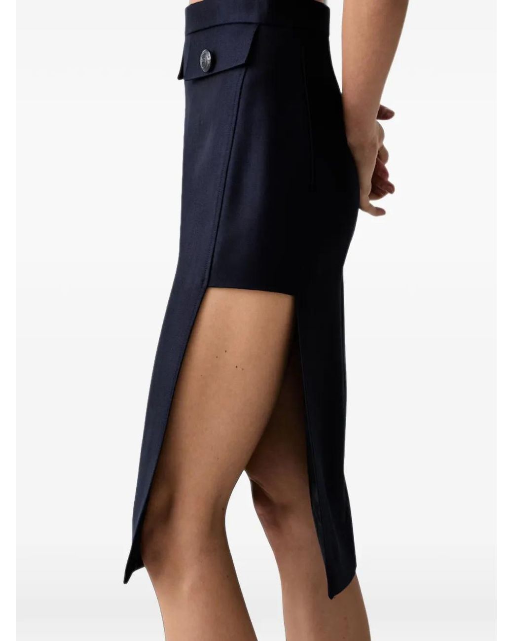 Elisabetta Franchi Blue Jupe Fendue Sur Le Côté À Boutons Décoratifs
