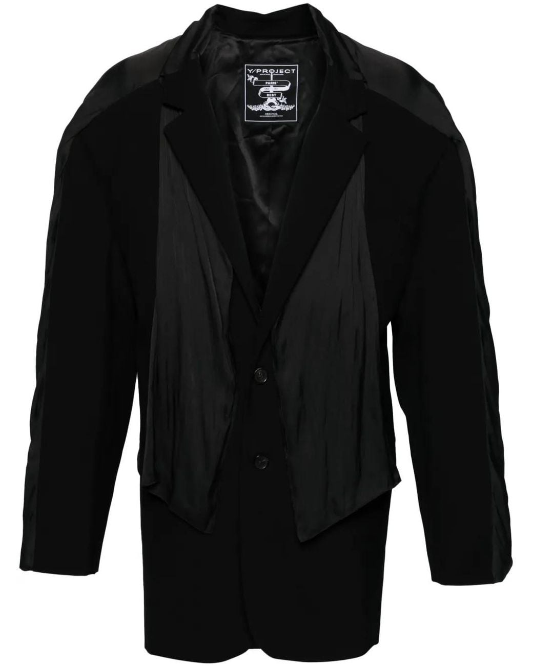 Y. Project Black Scarf-Detail Single-Breasted Blazer