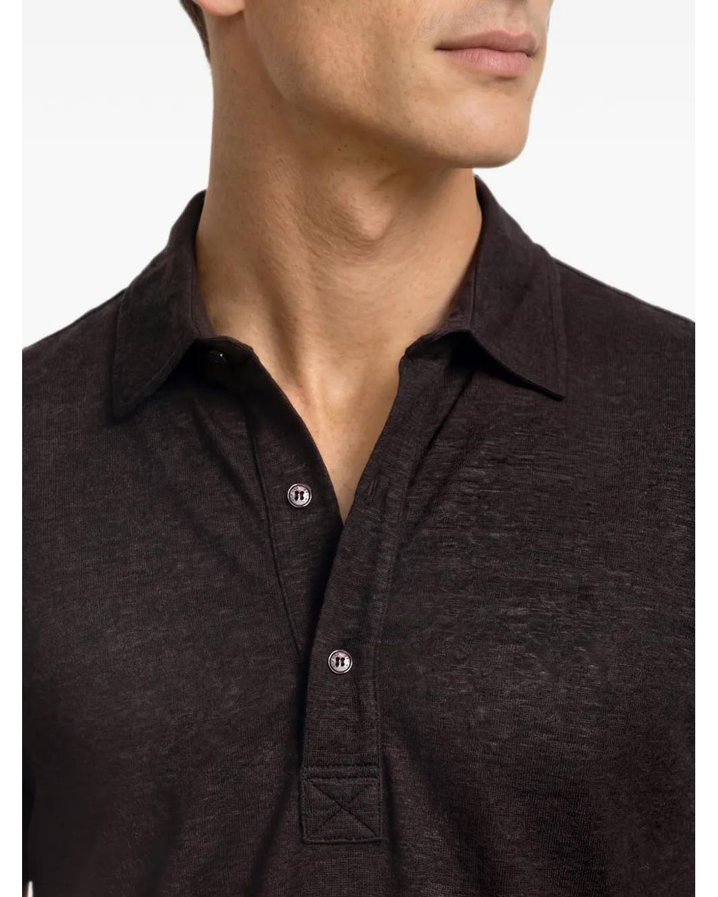 Orlebar Brown Black Sebastian Linen Polo Shirt for men
