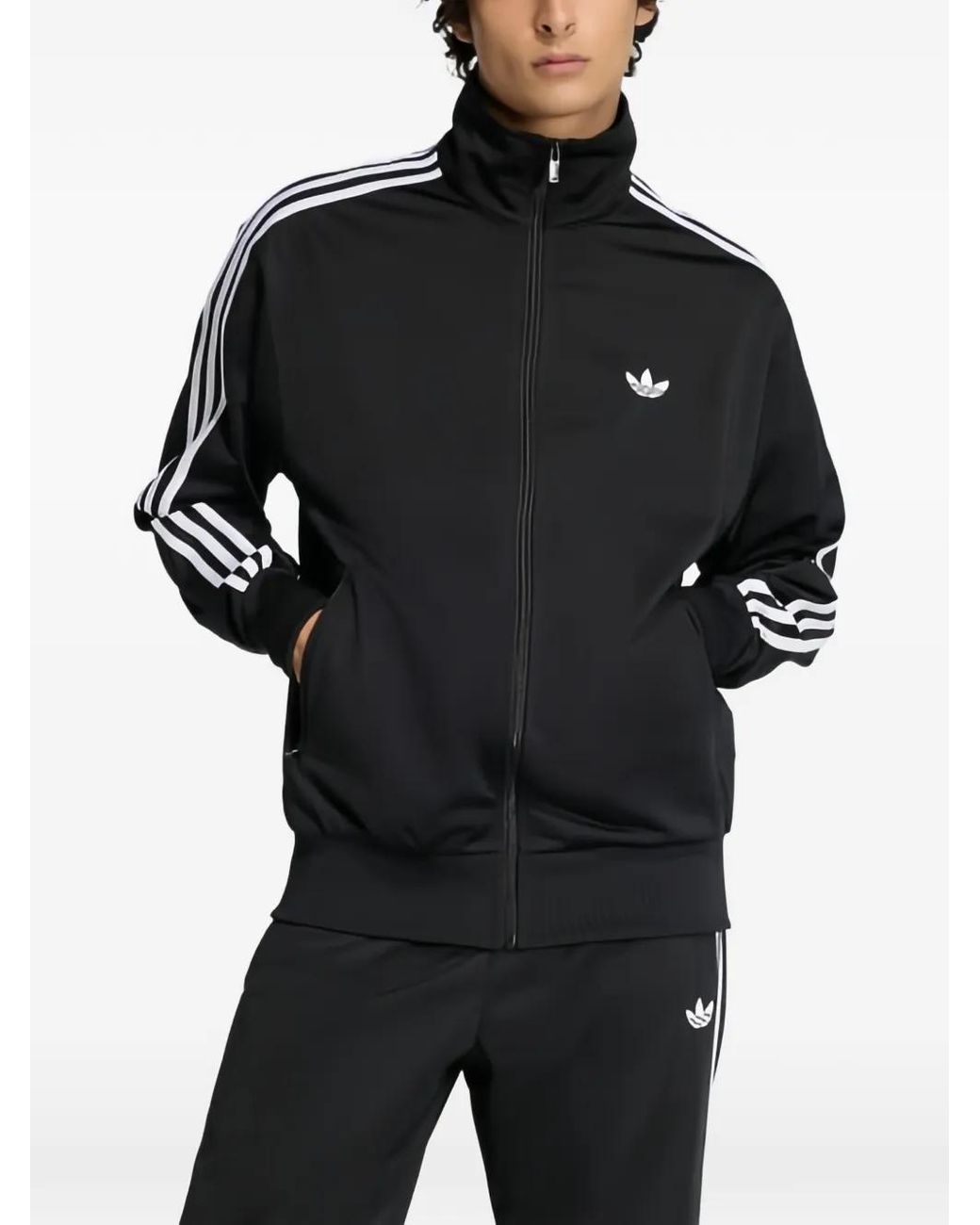 Adidas Black Firebird Zip-Up Sweatshirt for men