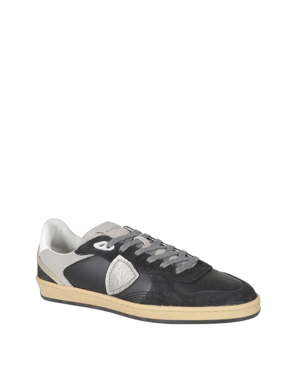 Philippe Model Black Suede-Panelled Sneakers for men