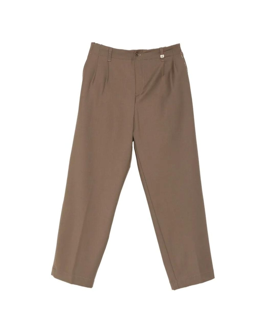 Myths Brown Pleated-Front Straight-Leg Trousers for men