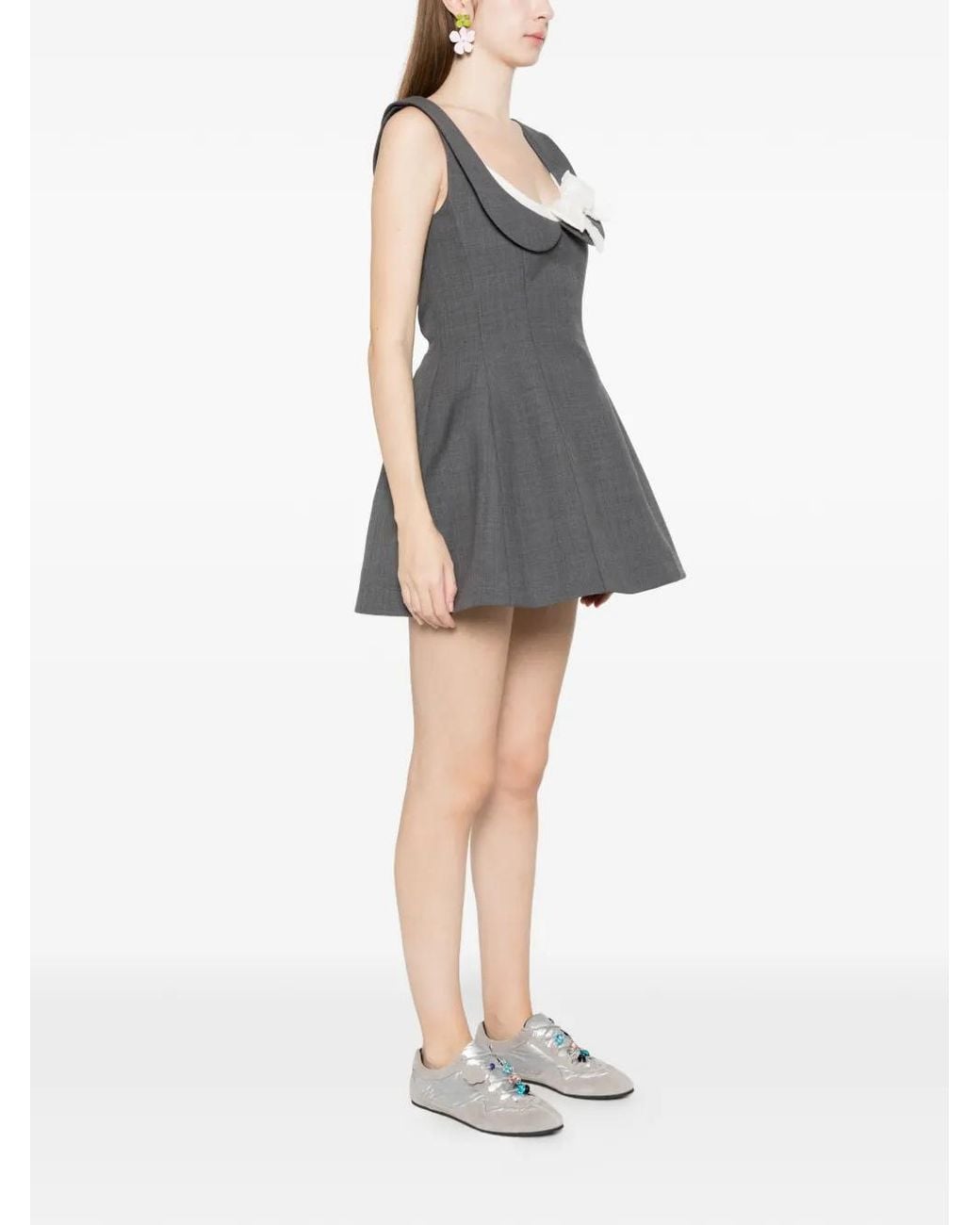 ShuShu/Tong Side-Bow Mini Dress in Gray | Lyst