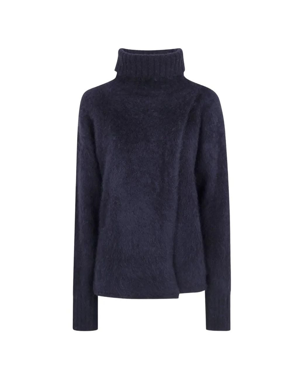 Uma Wang Blue Roll-Neck Long-Sleeve Sweater