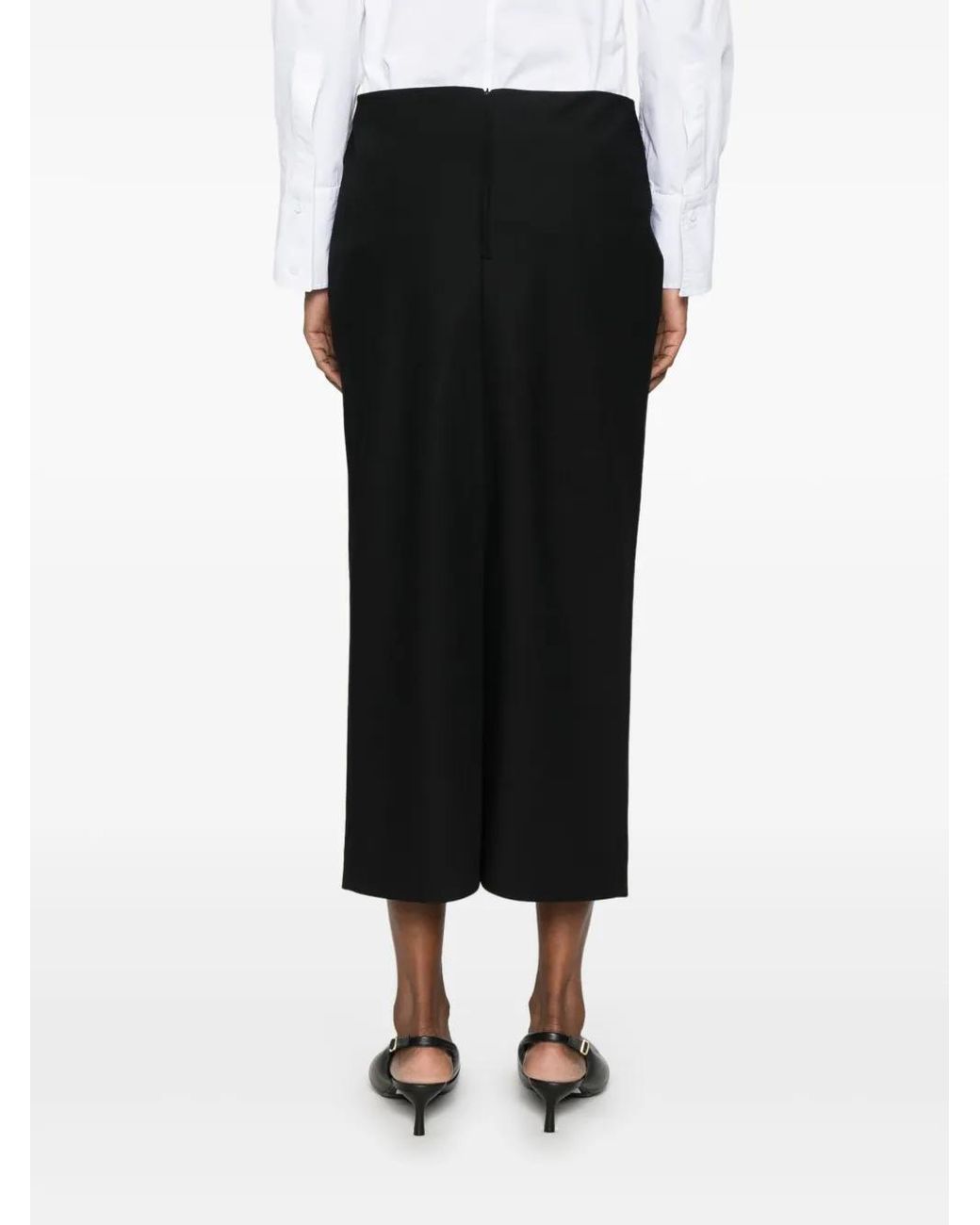 Carven Black Wool Midi Skirt