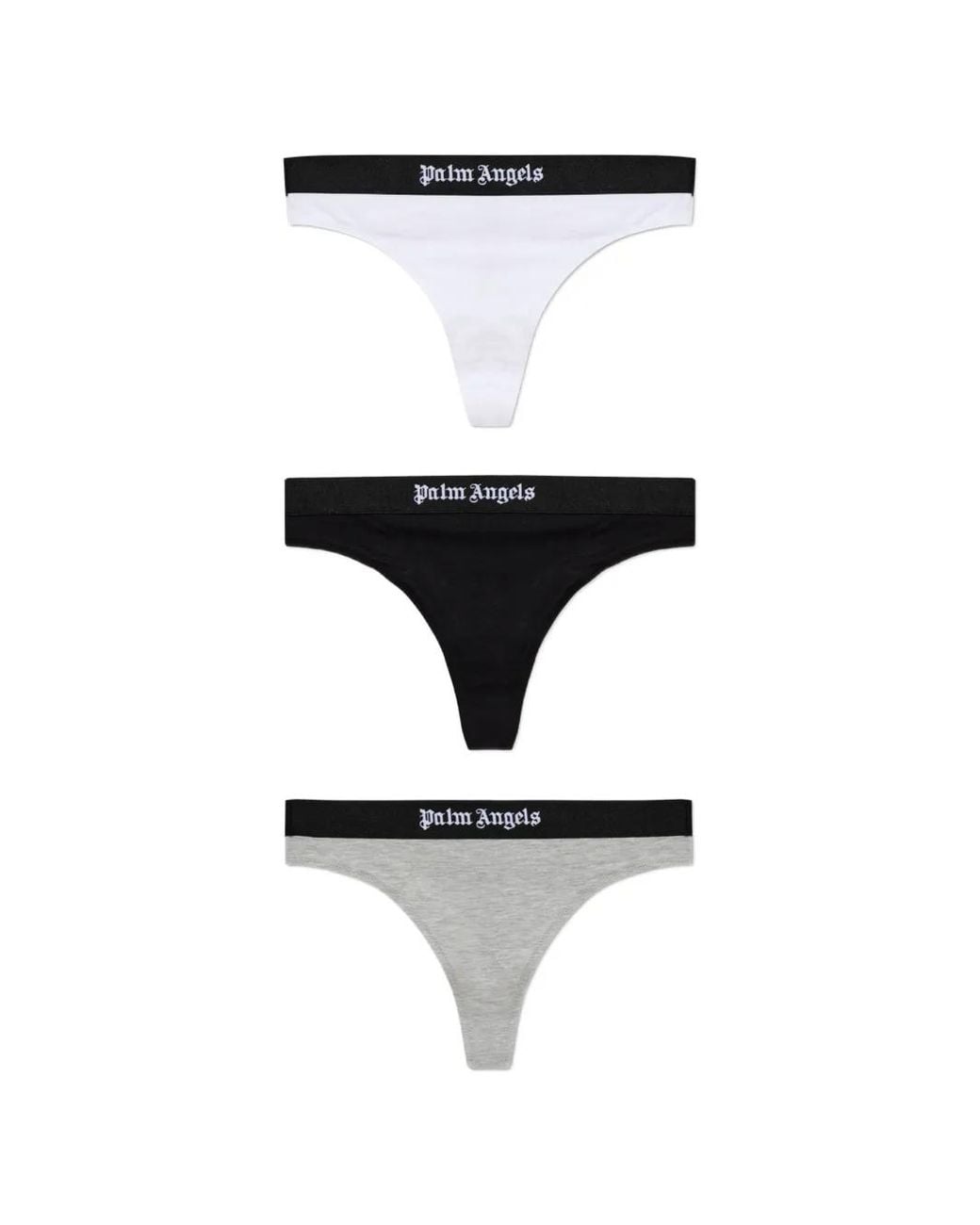 Palm Angels White Logo-Waistband Three-Pack Thongs (Set Of Three)