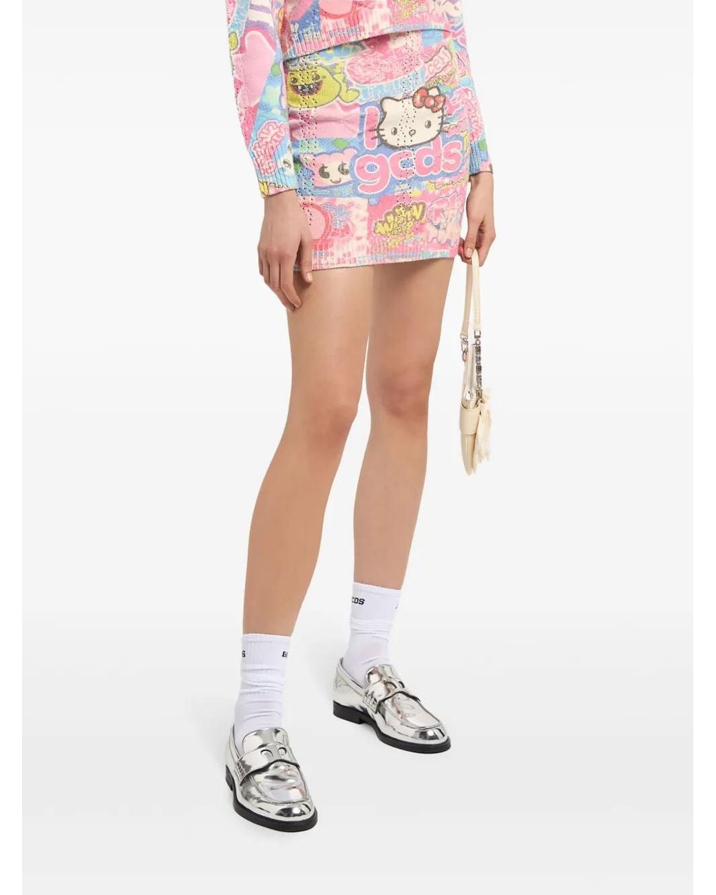 Gcds Pink Hello Kitty Knit Mini Skirt