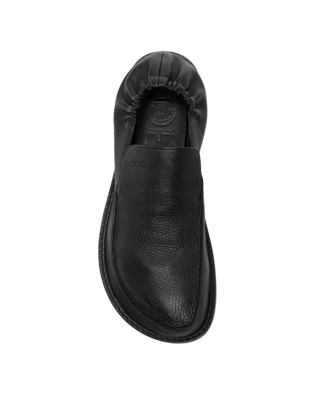 Loewe Black Flex Leather Loafers for men