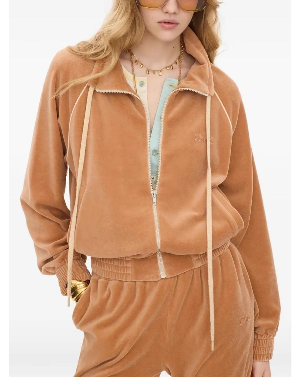Chloé Brown Track Jacket With Logo And High Neck