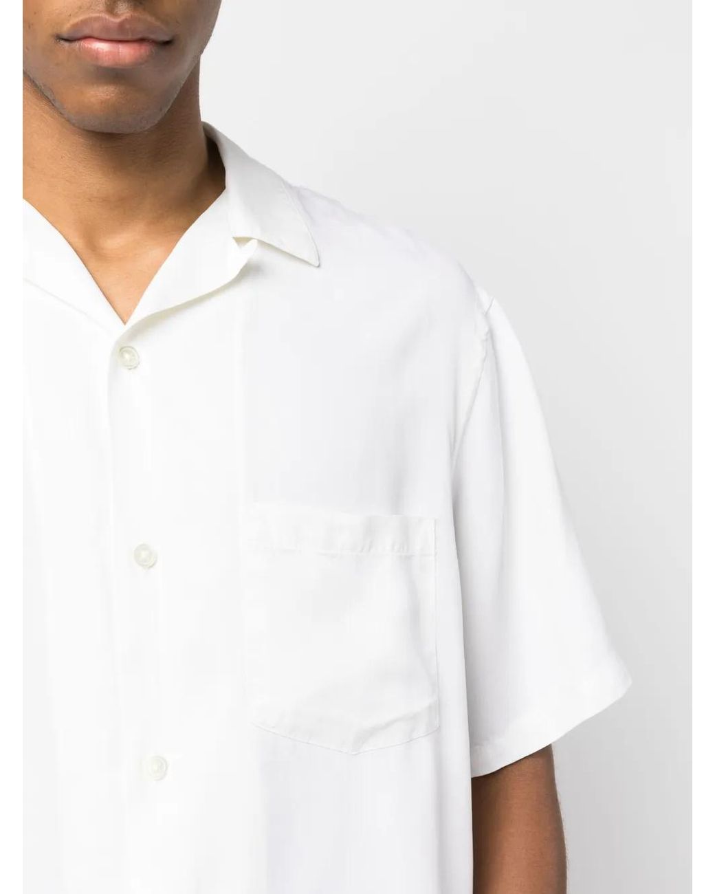 Portuguese Flannel White Tencel Short-Sleeved Shirt for men