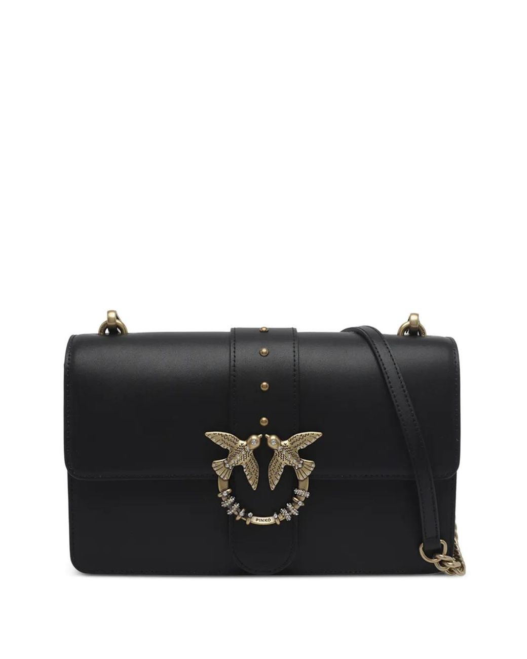Pinko Black Love One Leather Shoulder Bag