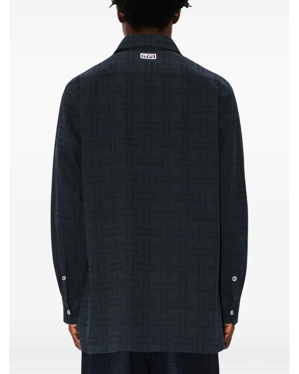 KENZO Black Chest-Pockets Patterned Shirt Jacket for men