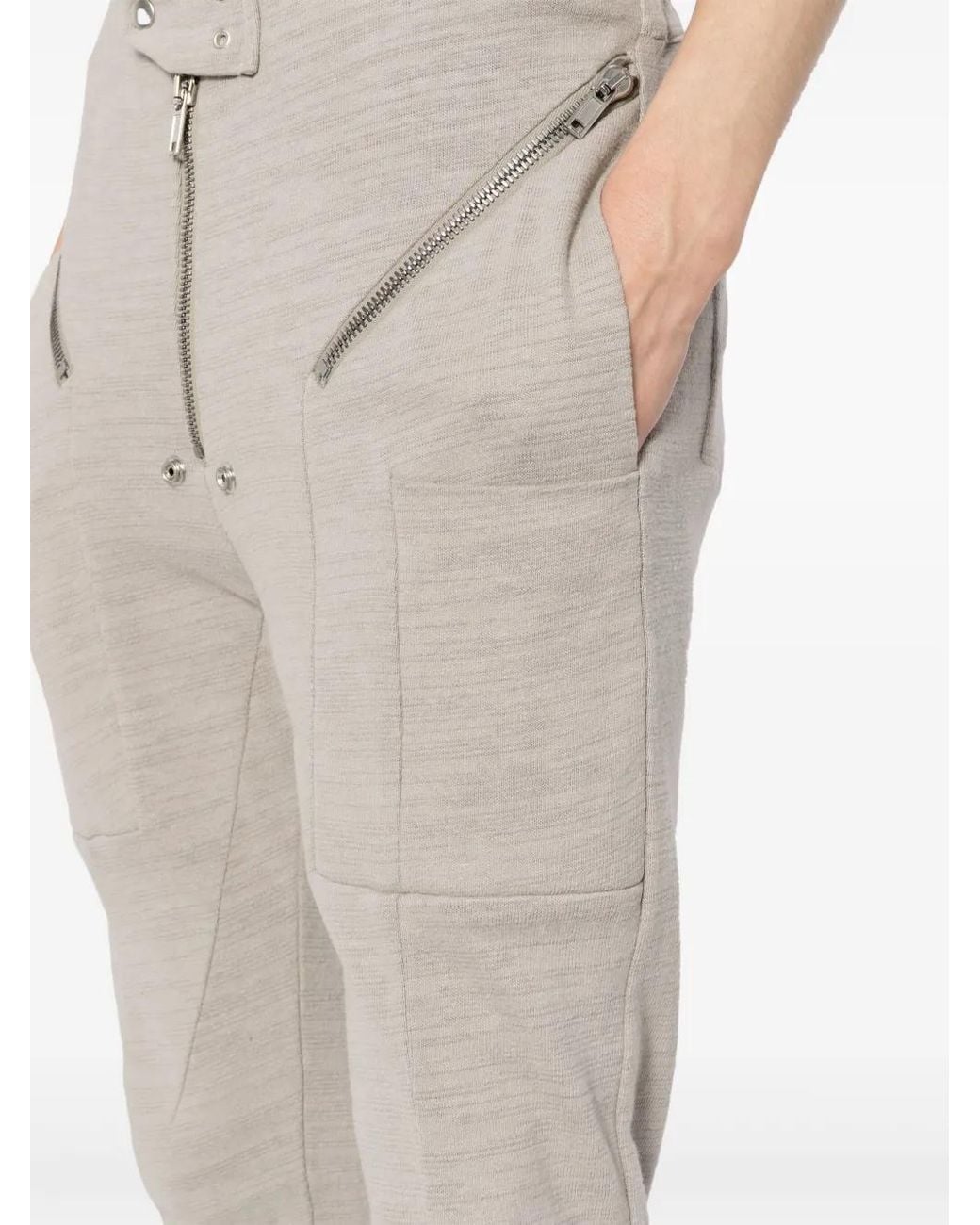 Rick Owens Gray Decorative-Zip Cotton Trousers for men