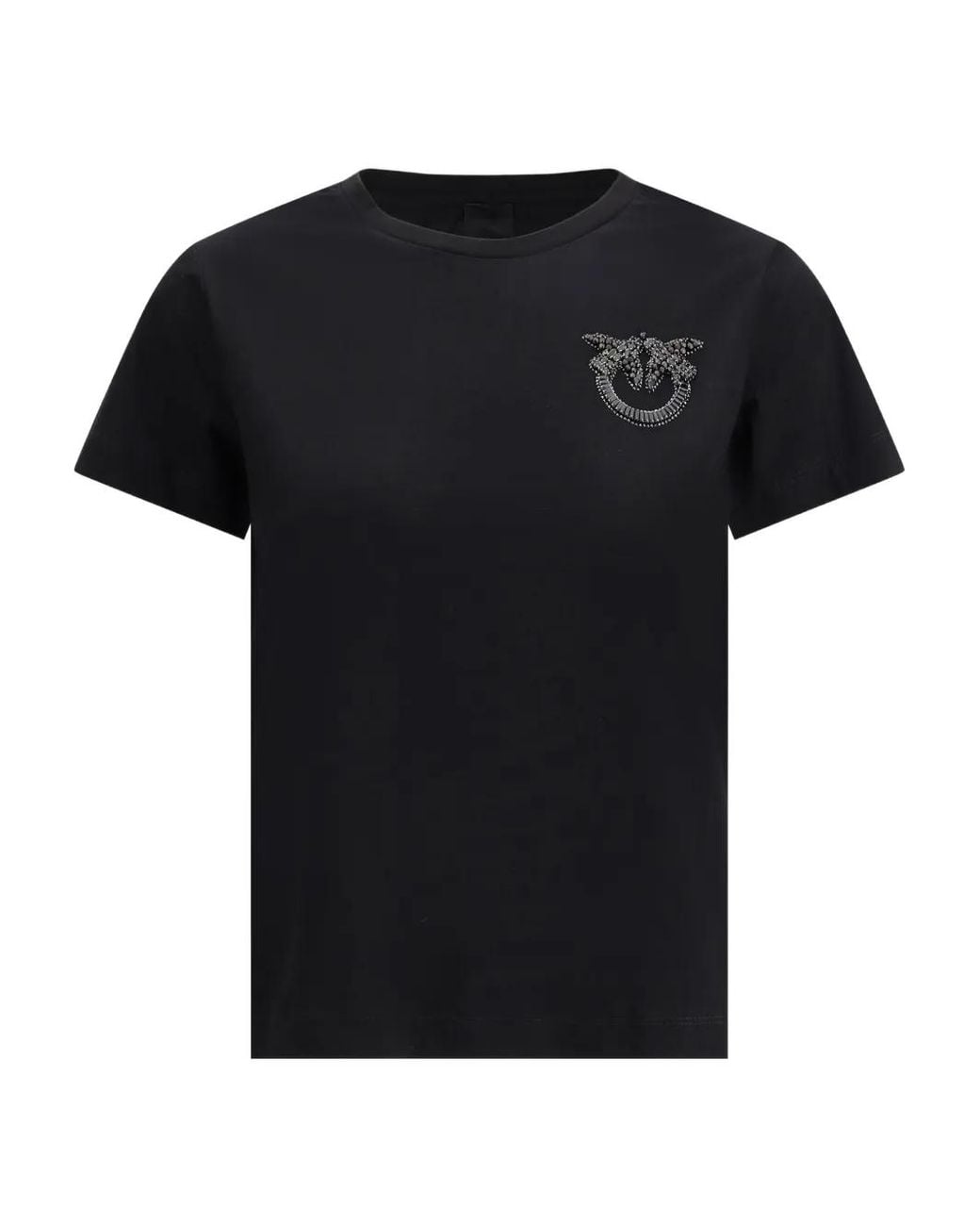 Pinko Black Crystal-Embellishment Logo T-Shirt