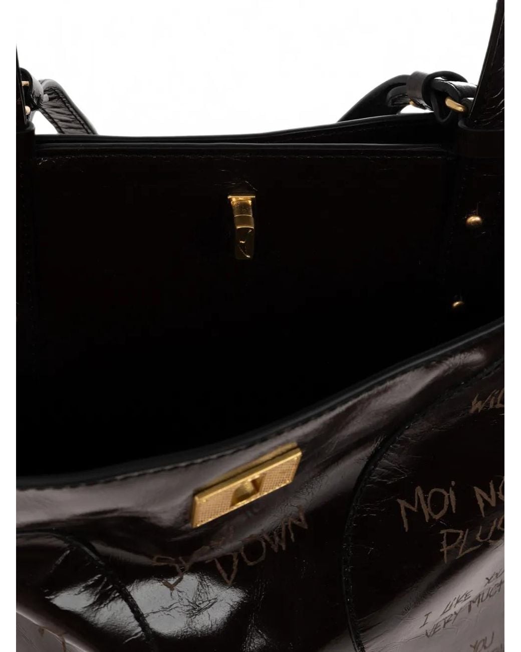 Zadig & Voltaire Black Slogan-Print Leather Tote Bag